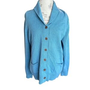 Lands' End Women's Blue Cardigan Sweater